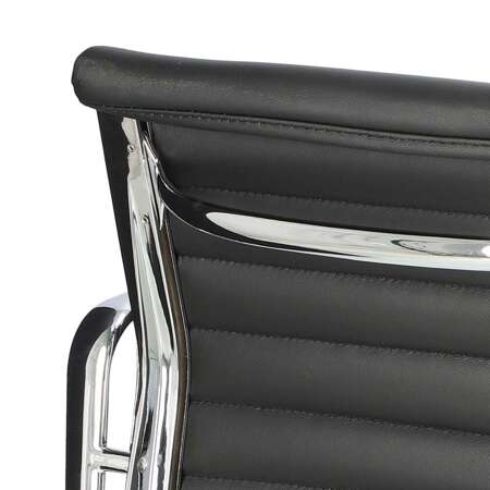 Armchair CH1081T, black leather, chrome