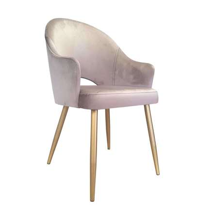 Blue upholstered chair DIUNA armchair material MG-33 with gold legs