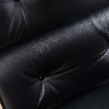 Office armchair VIP black leather, nut veneer, chrome