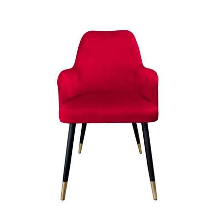 Red upholstered PEGAZ chair material MG-31 with golden leg