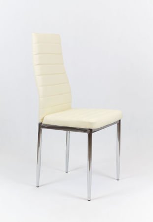 SK Design KS001 Cream Synthetic Leather Chair with Chrome Rack