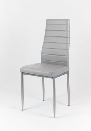 SK Design KS001 Light Grey Synthetic Leather Chair, Grey frame
