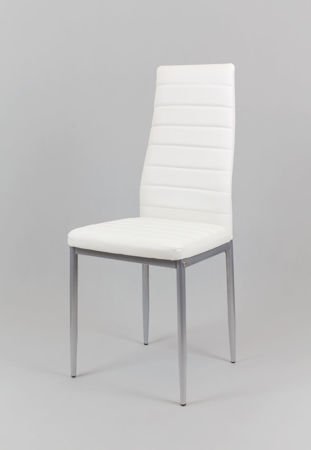 SK Design KS001 White Synthetic Leather Chair, Grey Frame