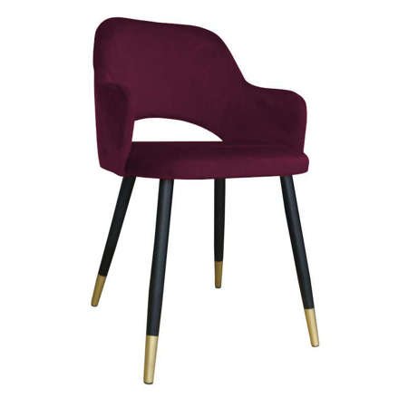 Upholstered STAR chair in burgundy color material MG-02 with golden leg