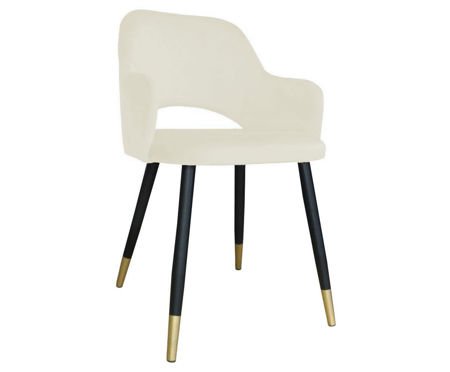 Upholstered STAR chair in ivory color material MG-50 with golden leg