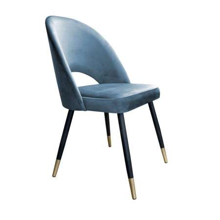 Grau-blau gepolsterter Stuhl LUNA Material BL-06 mit goldenem Bein