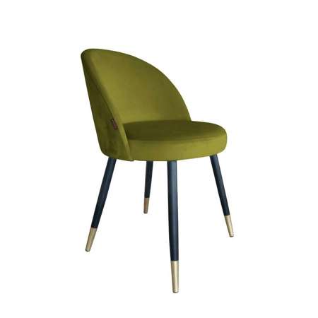 Oliv gepolsterter Stuhl CENTAUR Material BL-75 mit goldenen Bein