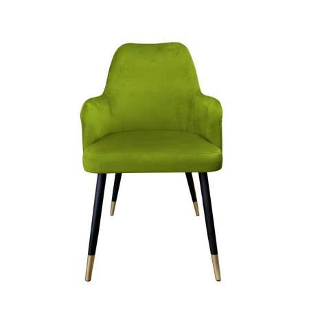 Oliv gepolsterter Stuhl PEGAZ Material BL-75 mit goldenen Bein