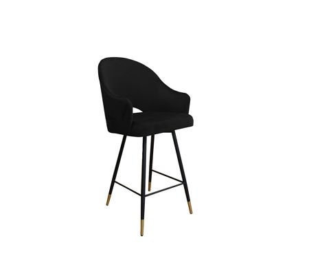 Schwarzer gepolsterter Sessel DIUNA Sessel Material MG-19 mit goldenem Bein