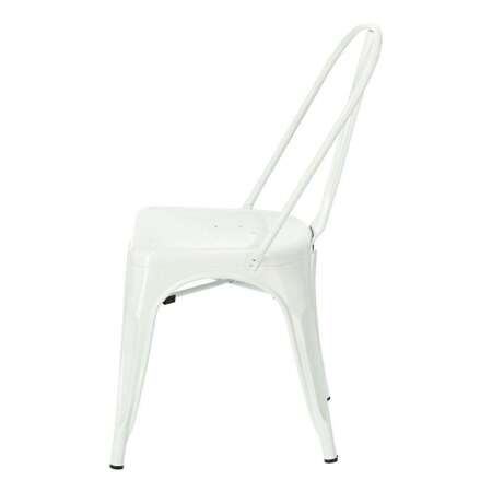 Weißer Pariser Stuhl, inspiriert von Tolix