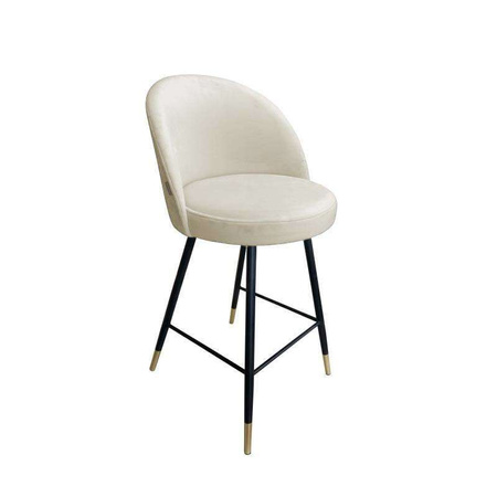  Gepolsterter Barhocker CENTAUR aus elfenbeinfarbenem MG-50 Material mit goldenem Bein