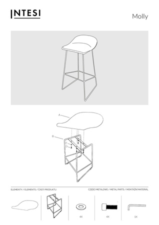 Black Molly high bar chair