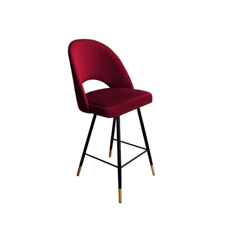 Rot gepolsterter Hoker LUNA Material MG-31 mit goldenen Bein