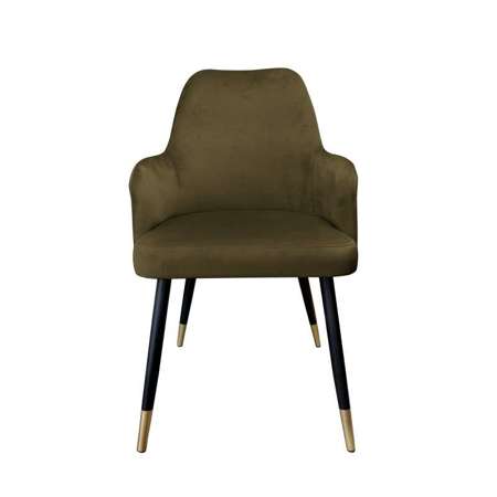 Brązowe tapicerowane krzesło PEGAZ materiał MG-05 ze złotą nóżką