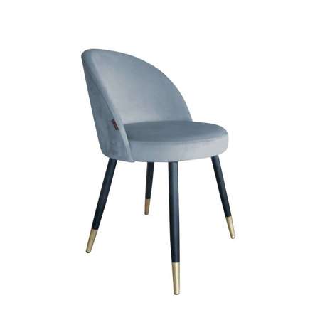 Niebieskoszare tapicerowane krzesło CENTAUR materiał BL-06 ze złotą nóżką