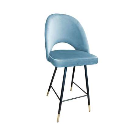 Niebieskoszare tapicerowane krzesło LUNA materiał BL-06 ze złotą nóżką