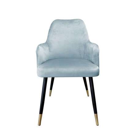 Niebieskoszare tapicerowane krzesło PEGAZ materiał BL-06 ze złotą nóżką