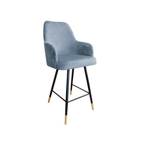Niebieskoszare tapicerowane krzesło PEGAZ materiał BL-06 ze złotą nóżką