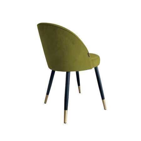 Oliwkowe tapicerowane krzesło CENTAUR materiał BL-75 ze złotą nóżką