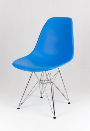 SK Design KR012 Niebieskie Krzesło, Chromowane nogi