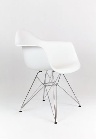 SK Design KR012F Biały Fotel, Chromowane nogi