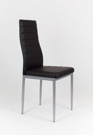 SK Design KS001 Czarne Krzesło z Eko-skóry, Szare nogi