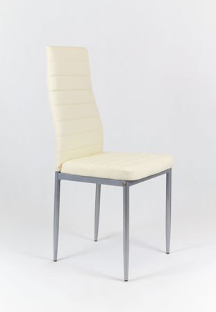 SK Design KS001 Kremowe Krzesło z Eko-skóry, Szare nogi
