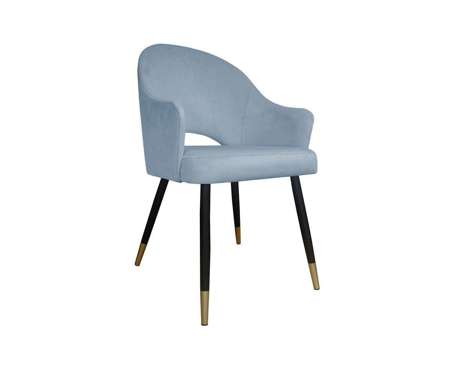 Szaroniebieskie tapicerowane krzesło fotel DIUNA materiał BL-06 nogi czarno-złote