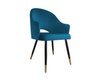 Niebieskie tapicerowane krzesło fotel DIUNA materiał MG-33 nogi czarno-złote