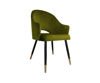 Oliwkowe tapicerowane krzesło fotel DIUNA materiał BL-75 nogi czarno-złote